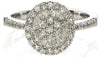 LARGE .66CT DIAMOND 18K WHITE GOLD 3D ROUND & BAGUETTE CIRCULAR FLOWER LOVE RING
