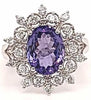 WIDE 3.63CT DIAMOND & AAA TANZANITE 18K WHITE GOLD 3D OVAL & ROUND FILIGREE RING