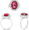 LARGE 6.51CT DIAMOND & AAA RUBY PLATINUM 3D OVAL & ROUND CLASSIC ENGAGEMENT RING