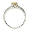 .81CT WHITE & FANCY YELLOW DIAMOND 18K 2 TONE GOLD 3D PEAR SHAPE ENGAGEMENT RING