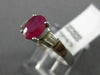 ESTATE .70CT DIAMOND & AAA RUBY 14KT WHITE GOLD 3D OVAL BAGUETTE ENGAGEMENT RING