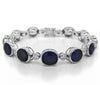 LARGE 38.12CT DIAMOND & AAA SAPPHIRE 18KT WHITE GOLD OVAL BEZEL TENNIS BRACELET