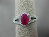ESTATE 1.55CT DIAMOND & RUBY 14KT WHITE GOLD OVAL HALO FILIGREE ENGAGEMENT RING