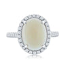 2.02CT DIAMOND & AAA PINK OPAL 14K WHITE GOLD OVAL & ROUND CLASSIC HALO FUN RING
