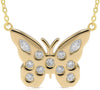 .35CT DIAMOND 14KT YELLOW GOLD 3D ROUND & MARQUISE SHAPE BUTTERFLY LOVE NECKLACE