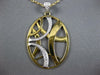 ESTATE LARGE .32CT DIAMOND 18KT WHITE & YELLOW GOLD OVAL CRISS CROSS FUN PENDANT
