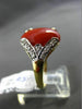 ESTATE .07CT DIAMOND & AAA CORAL 14KT YELLOW GOLD 3D FILIGREE MILGRAIN FUN RING