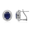 4.47CT DIAMOND & AAA SAPPHIRE 18KT WHITE GOLD OVAL & ROUND HALO FLOWER EARRINGS