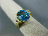 ANTIQUE 2.35CT ROUND DIAMOND & AAA OVAL BLUE TOPAZ 14KT YELLOW GOLD RING #16494