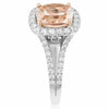 4.84CT DIAMOND & AAA MORGANITE 14KT WHITE & ROSE GOLD 3D CUSHION ENGAGEMENT RING