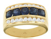 WIDE 1.91CT DIAMOND & AAA SAPPHIRE 14KT YELLOW GOLD 3D CHANNEL CLASSIC MENS RING