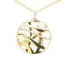 ESTATE .27CT DIAMOND 18KT 2 TONE GOLD CIRCULAR CRISS CROSS FUN FLOATING PENDANT