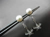 ANTIQUE .80CT DIAMOND 14K WHITE GOLD & PEARL FLOWER STAR HANGING EARRINGS #23357