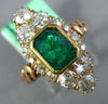 ANTIQUE LARGE 1.30CT OLD MINE DIAMOND & AAA EMERALD 14KT YELLOW GOLD 3D FUN RING