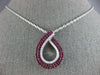 LARGE 1.72CT DIAMOND & AAA RUBY 18KT WHITE GOLD 3D TEAR DROP LOVE KNOT PENDANT