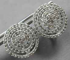 LARGE 1.60CT DIAMOND 14KT WHITE GOLD 3D MULTI CIRCULAR CLIP ON EARRINGS #27976