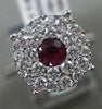ESTATE LARGE 1.0CT DIAMOND & AAA RUBY 14K WHITE GOLD 3D FILIGREE ENGAGEMENT RING