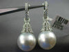 LARGE .60CT DIAMOND & AAA SOUTH SEA PEARL 18K WHITE GOLD HUGGIE HANGING EARRINGS