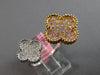 LARGE .66CT WHITE & PINK DIAMOND 18K WHITE & ROSE GOLD FLOWER FILIGREE LOVE RING