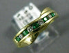ESTATE .27CT DIAMOND & EMERALD 14KT YELLOW GOLD CHANNEL CLASSIC WAVE RING #19292