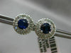 ESTATE LARGE 2.80CT DIAMOND & AAA SAPPHIRE 14KT WHITE GOLD ROUND HALO EARRINGS