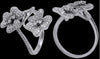 0.65CT DIAMOND 14KT WHITE GOLD ROUND MULTI FLOWER DOUBLE ROW 4 LEAF CLOVER RING
