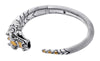 LARGE AAA BLUE SAPPHIRE 18KT YELLOW GOLD & 925 SILVER ALLIGATOR BANGLE BRACELET
