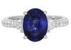 ESTATE 4.74CT DIAMOND & AAA SAPPHIRE 18KT WHITE GOLD OVAL TRAPEZOID & ROUND RING
