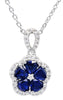 ESTATE 1.65CT DIAMOND & AAA SAPPHIRE 14KT WHITE GOLD TEAR DROP FLOATING PENDANT