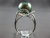 ESTATE LARGE .47CT DIAMOND & AAA TAHITIAN PEARL 18KT WHITE GOLD FLOWER LOVE RING
