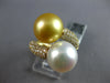 LARGE .93CT DIAMOND & AAA WHITE & GOLDEN SOUTH SEA PEARL 18K YELLOW GOLD 3D RING