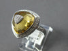 LARGE 5.49CT DIAMOND & AAA CITRINE 14KT WHITE GOLD 3D TRILLION PYRAMID FUN RING