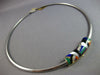 LARGE .15CT DIAMOND & MULTI COLOR ENAMEL 14KT 2 TONE GOLD SLIDER OMEGA NECKLACE