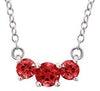 ESTATE 1.0CT AAA RUBY 14KT WHITE GOLD 3 STONE PAST PRESENT FUTURE LOVE NECKLACE