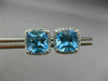 ESTATE 4.02CT DIAMOND & BLUE TOPAZ 14KT WHITE GOLD SQUARE HALO CLASSIC EARRINGS