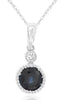 .68CT DIAMOND & AAA SAPPHIRE 14KT WHITE GOLD 3D ROUND SOLITAIRE FLOATING PENDANT