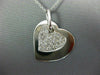 ANTIQUE .93CT DIAMOND 14KT WHITE GOLD 3D PAVE DOUBLE HEART LOVE PENDANT #1708