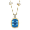 EXTRA LARGE 20.04CT DIAMOND & AAA AQUAMARINE 18K YELLOW GOLD BEZEL LOVE NECKLACE