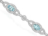 4.03CT DIAMOND & AAA AQUAMARINE 14KT WHITE GOLD 3D OVAL & ROUND TENNIS BRACELET
