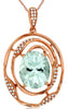 LARGE 4.17CT DIAMOND & AAA AQUAMARINE 14KT ROSE GOLD OVAL & ROUND BAMBOO PENDANT