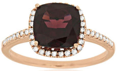2.78CT DIAMOND & AAA RHODOLITE 14KT ROSE GOLD CUSHION HALO FRIENDSHIP LOVE RING
