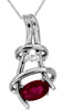 0.59CT DIAMOND & RUBY 14KT WHITE GOLD 3D OVAL & ROUND FUN FLOATING PENDANT