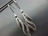 ESTATE 6.72CT DIAMOND & AAA AMETHYST 18KT WHITE GOLD MULTI WAVE HANGING EARRINGS