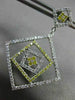LARGE .74CT WHITE & FANCY YELLOW DIAMOND 14KT WHITE GOLD SQUARE HANGING EARRINGS