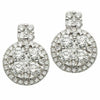 ESTATE 2.02CT DIAMOND 18KT WHITE GOLD 3D ROUND CLUSTER FLOWER HANGING EARRINGS