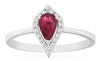 .52CT DIAMOND & AAA RUBY 14KT WHITE GOLD PEAR SHAPE & ROUND FRIENDSHIP LOVE RING
