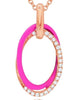 .14CT DIAMOND & PINK ENAMEL 14KT ROSE GOLD 3D DOUBLE OVAL LOVE KNOT FUN PENDANT