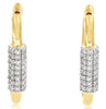 ESTATE .40CT DIAMOND 14KT YELLOW GOLD MULTI ROW CYLINDER HUGGIE HANGING EARRINGS