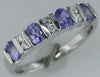.89CT DIAMOND & AAA TANZANITE 14K WHITE GOLD 3D OVAL & ROUND ANNIVERSARY RING