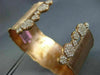ESTATE WIDE 1.75CT DIAMOND 14KT ROSE GOLD OPEN FILIGREE HAMMERED BANGLE BRACELET
